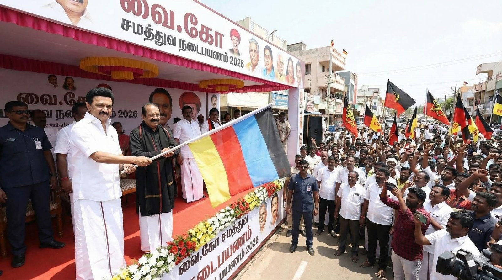 திருச்சியில் வைகோ சமத்துவ நடைபயணம்: முதல்வர் மு.க.ஸ்டாலின் தொடங்கி வைத்தார்